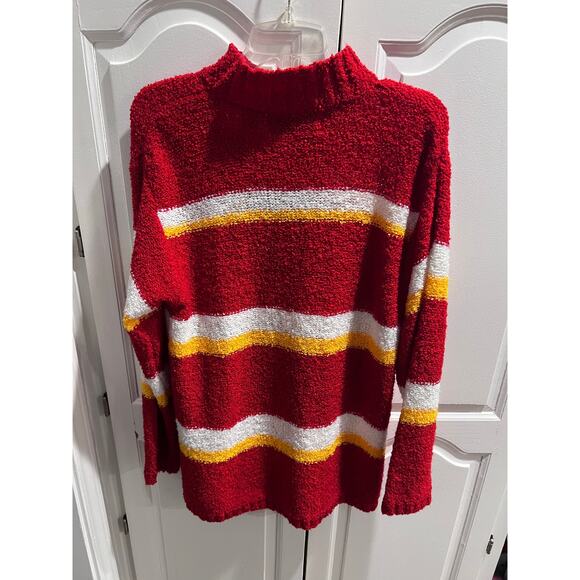 Kansas City Chiefs Gameday Sweater Red Striped NFL Vintage Style Acrylic M - Picture 6 of 9